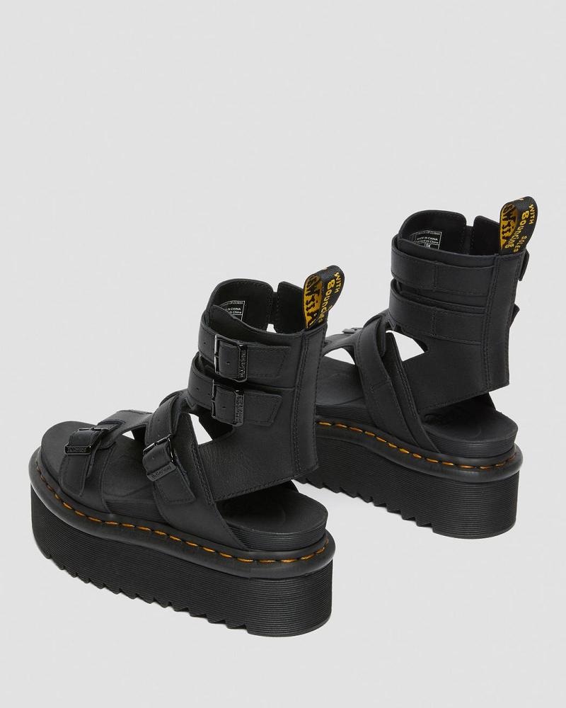 Black Women's Dr Martens Giavanna Leather Platform Platform Sandals | CA 310GSO